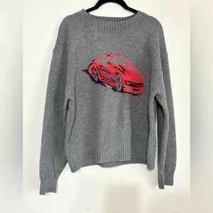 Gray Sweater with Red Car Design